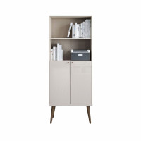 Manhattan Comfort S-89952 Utopia Bookcase in White Gloss and Maple Cream